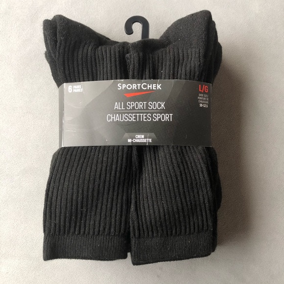 SportChek 6 Pack Crew Socks Size 10-12.5 - Picture 1 of 5